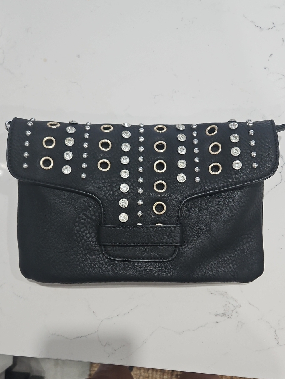 Charming Charlie Black Studded Vegan Leather Clutch